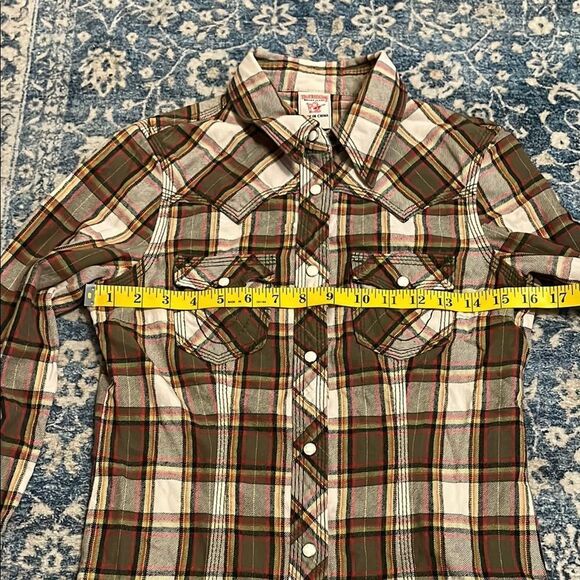 SOLD True Religion Plaid Pockets Button-Up Shirt Western Cowgirl Boho Festival - Picture 9 of 10